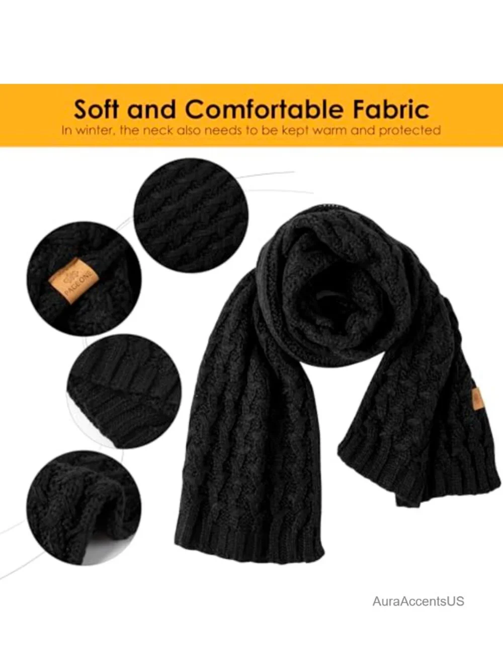 Ribbed Knit Scarf Winter Warm Long Big Wrap Cashmere Wool Thick Large Chunky